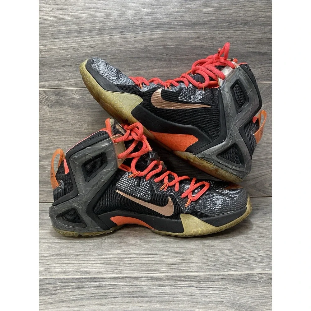 Nike Lebron Basketball Shoes Sneaker Mens 8 Rose Gold Black XII Elite Casual